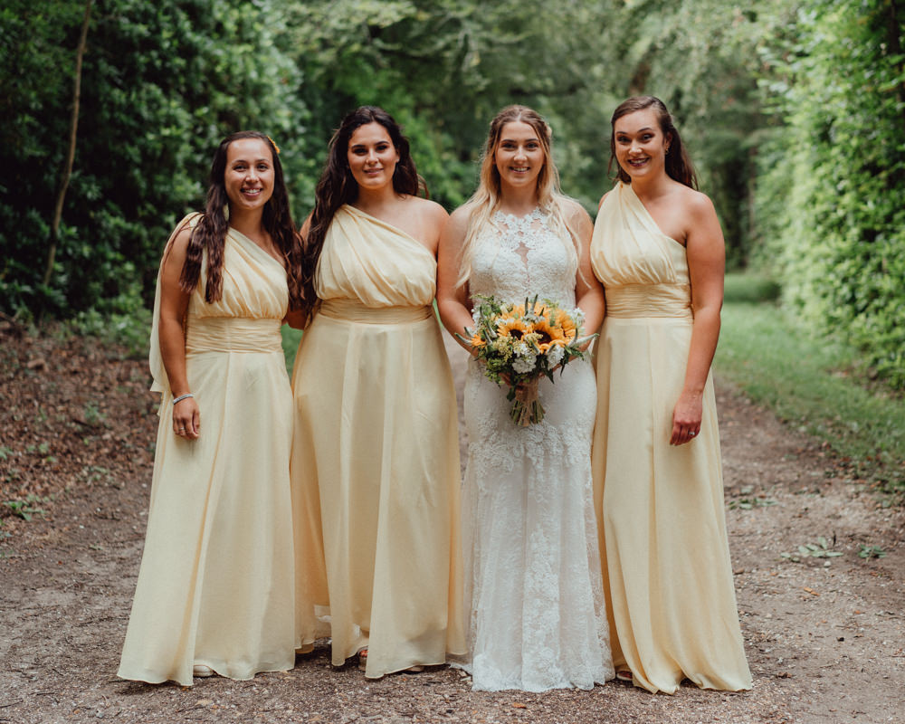 Yellow Bridesmaids Dresses Hampshire Woodland Wedding Emily & Steve