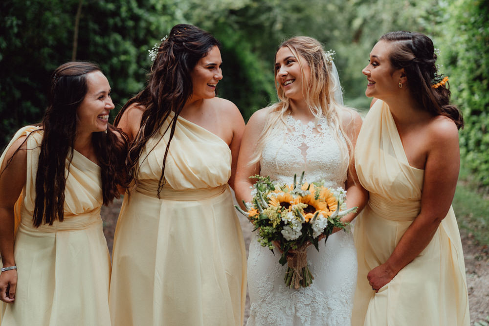 Yellow Bridesmaids Dresses Hampshire Woodland Wedding Emily & Steve