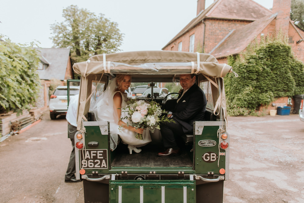 Land Rover Car Transport Hertfordshire Barn Wedding Isabelle Elliott Photography