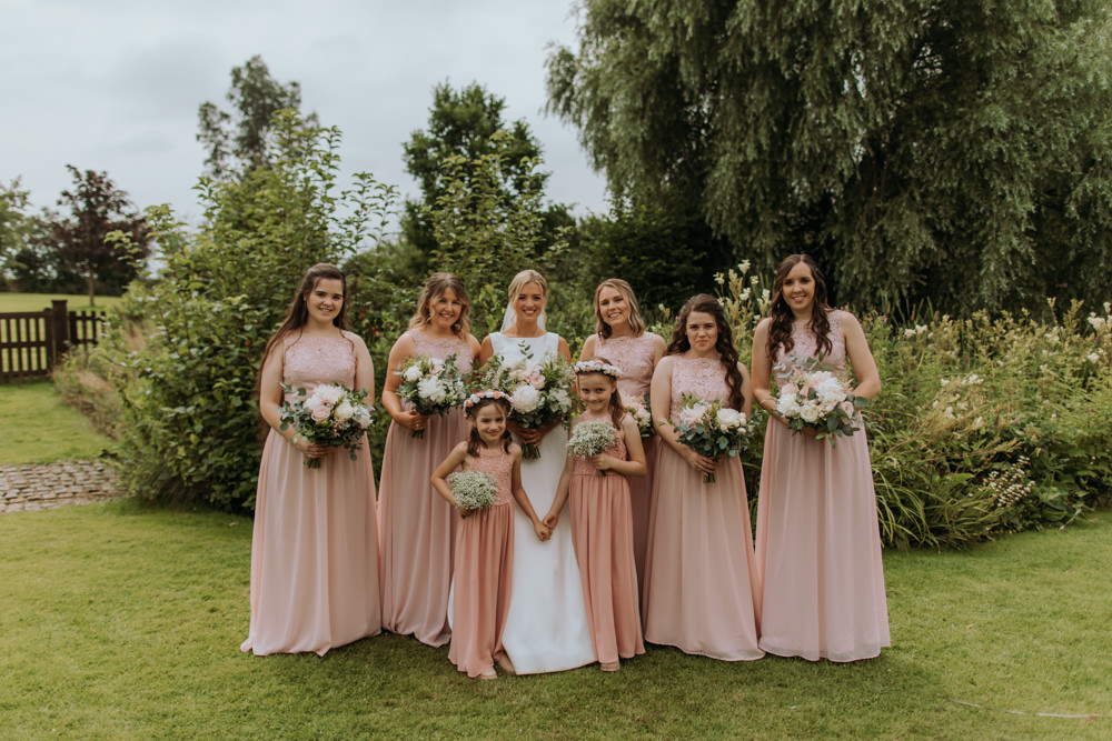 Pink Bridesmaids Dresses Hertfordshire Barn Wedding Isabelle Elliott Photography
