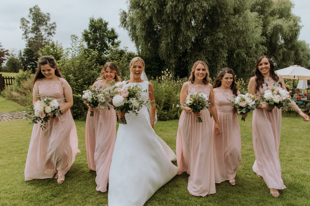 Pink Bridesmaids Dresses Hertfordshire Barn Wedding Isabelle Elliott Photography