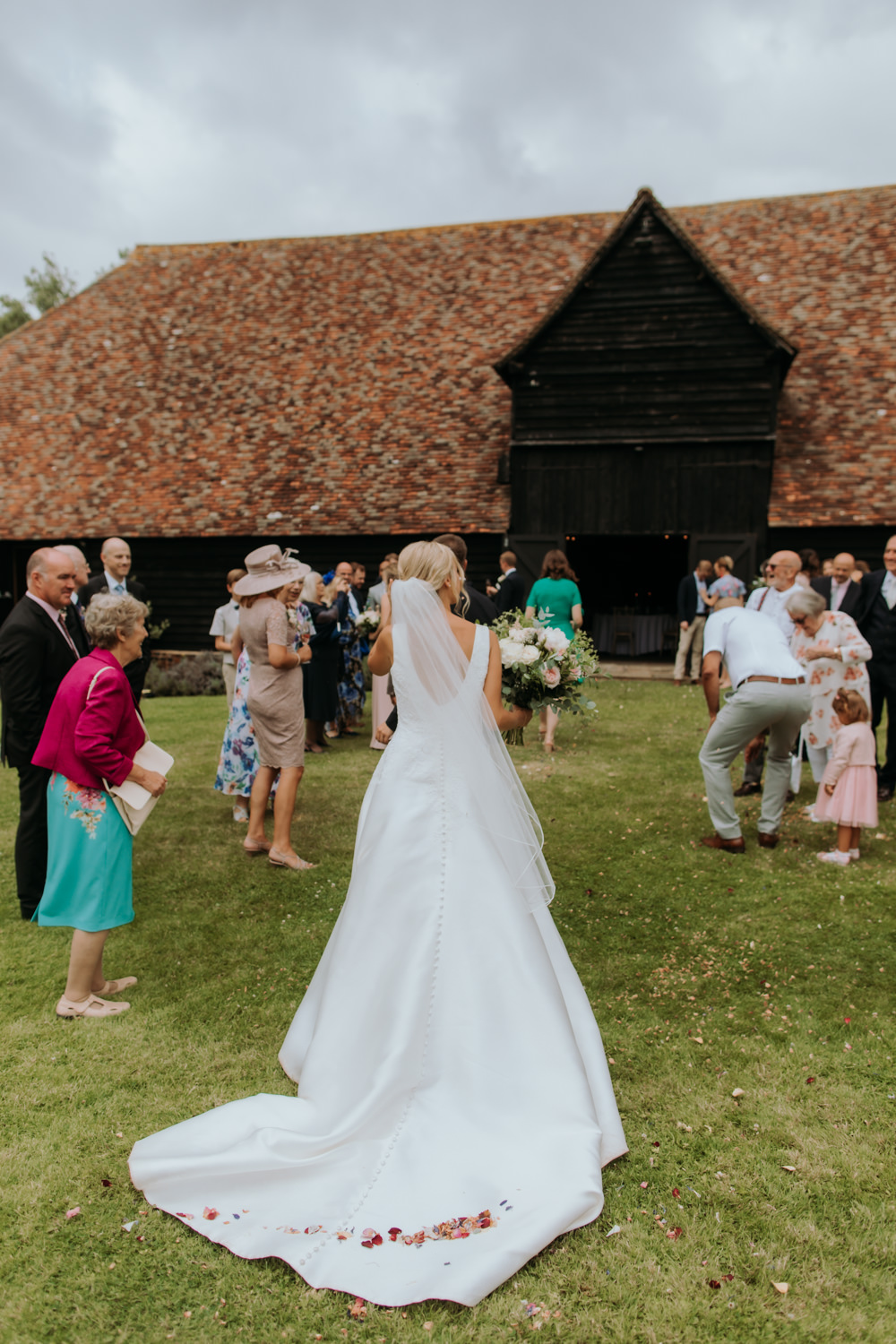Dress Gown Bride Bridal Straps Pockets Hertfordshire Barn Wedding Isabelle Elliott Photography