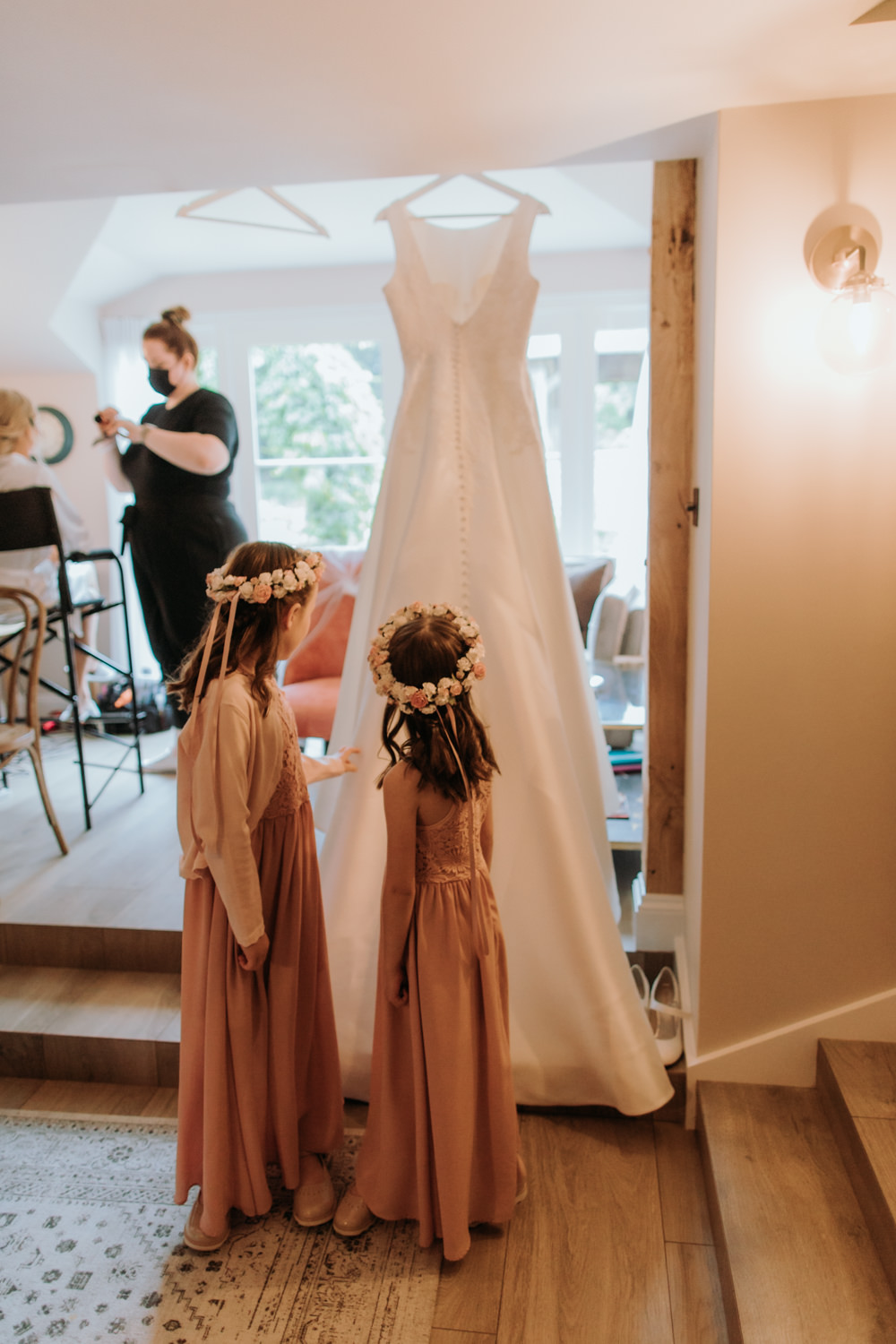 Flower Girls Pink Dresses Hertfordshire Barn Wedding Isabelle Elliott Photography