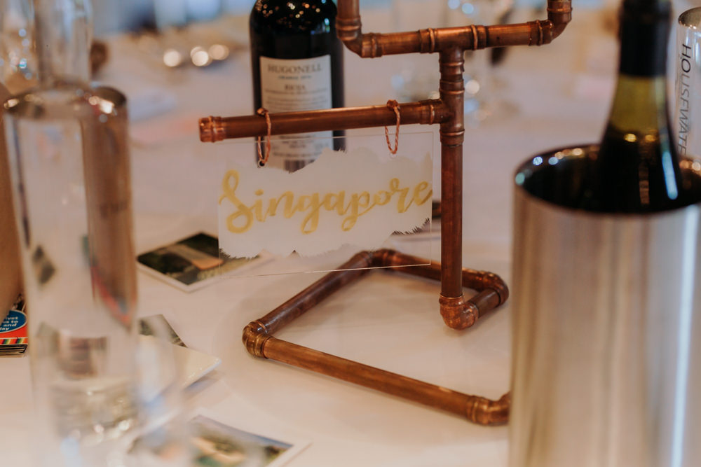 Pipe Stand Acrylic Painted Table Name Hertfordshire Barn Wedding Isabelle Elliott Photography