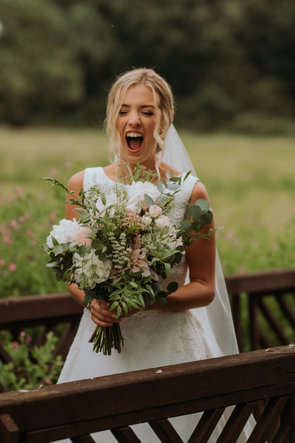 Bouquet Flowers Bride BRidal White Peony Blush Dahlia Hertfordshire Barn Wedding Isabelle Elliott Photography