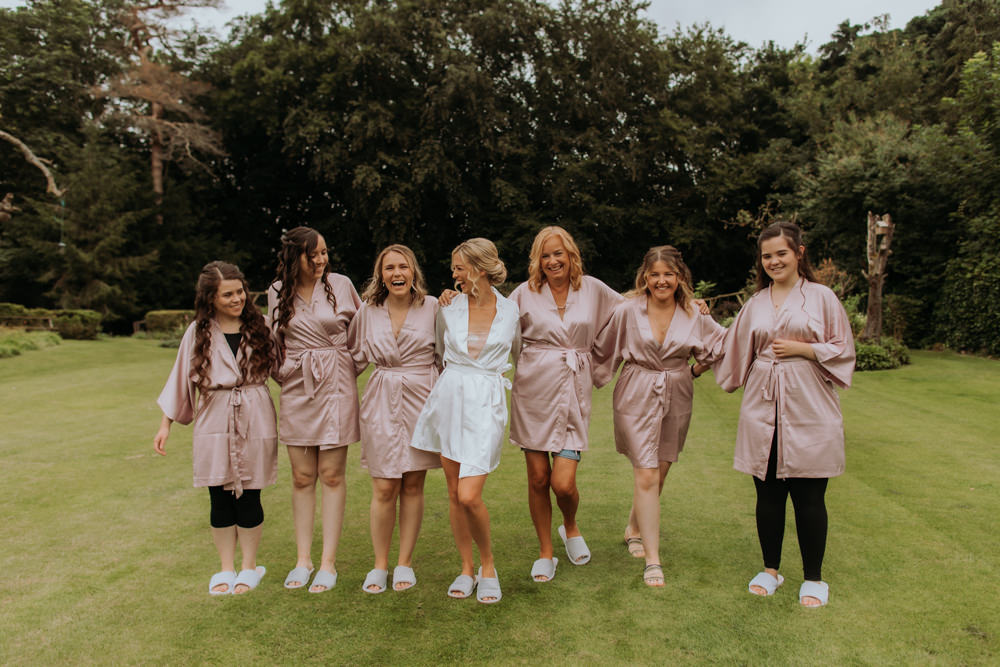 Bride Bridesmaids Robes Hertfordshire Barn Wedding Isabelle Elliott Photography