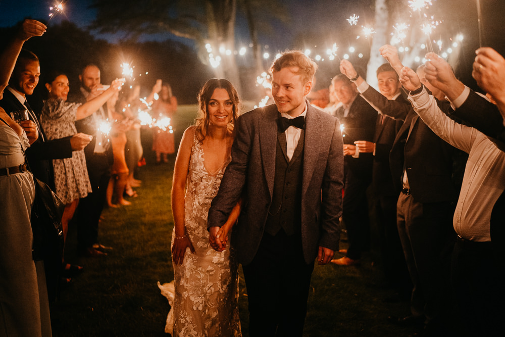 Sparklers Exit Send Off Hertfordshire Farm Wedding Jonny Gouldstone Photography