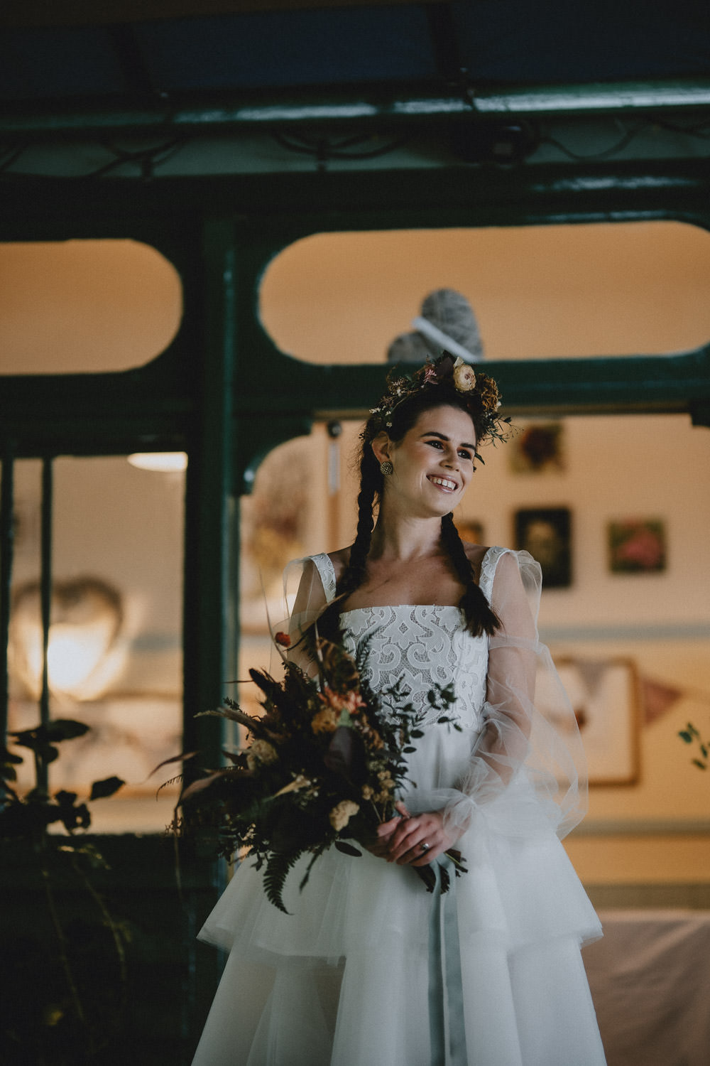 Bride Bridal Dress Gown Tulle Ruffle Moonrise Kingdom Wedding Amelia Jane Photography