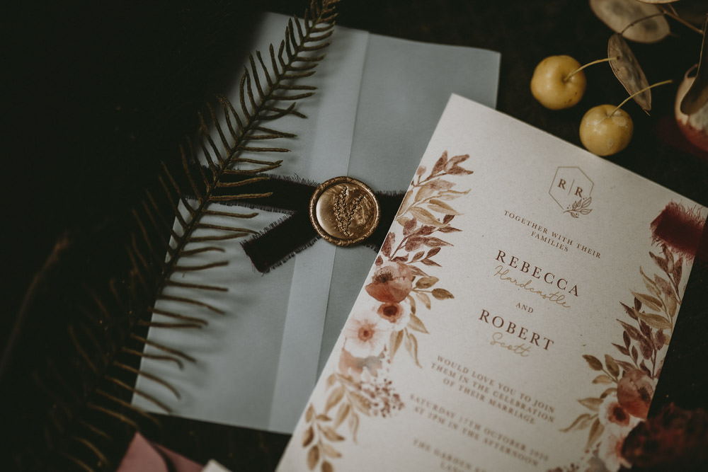 Floral Stationery Invite Invitation Wax Seal Moonrise Kingdom Wedding Amelia Jane Photography
