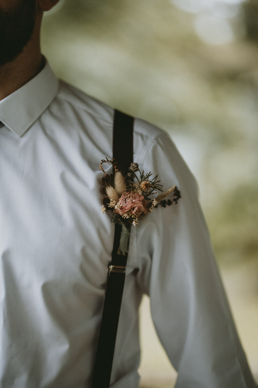 Groom Tie Braces Shirt Buttonhole Flowers Moonrise Kingdom Wedding Amelia Jane Photography