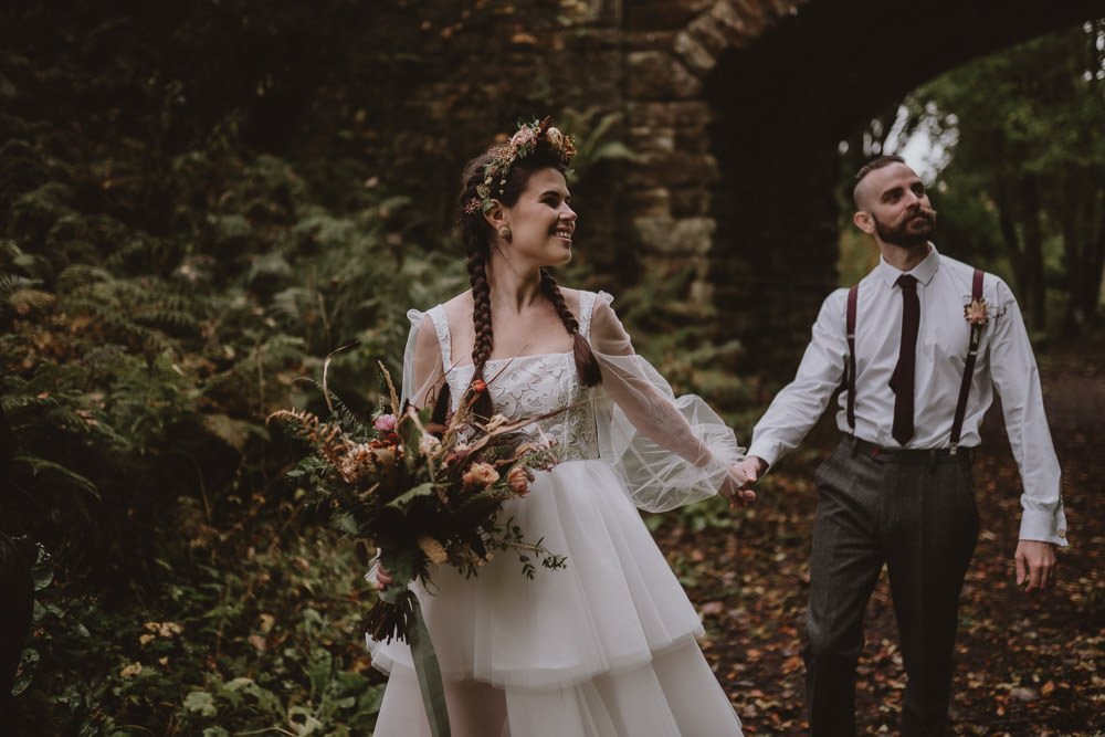 Bride Bridal Dress Gown Tulle Ruffle Sleeves Moonrise Kingdom Wedding Amelia Jane Photography