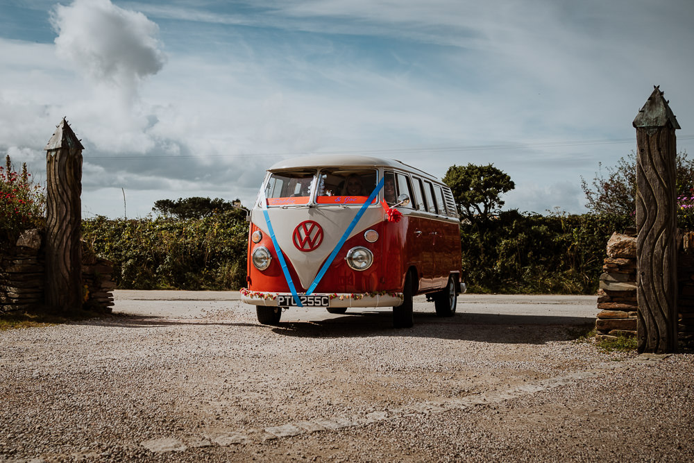 VW Campervan Transport Mount Pleasant Eco Park Wedding Alexa Poppe Photography
