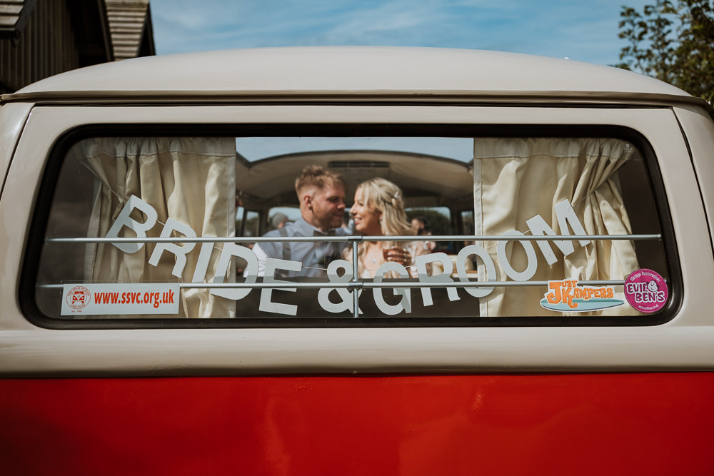 VW Campervan Transport Mount Pleasant Eco Park Wedding Alexa Poppe Photography