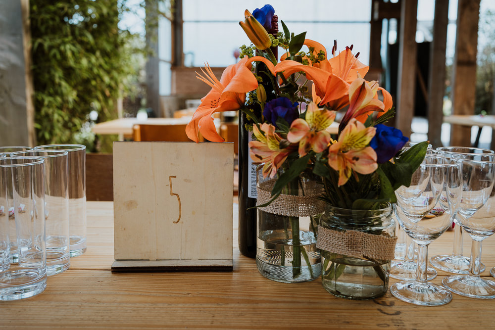 Wooden Table Number Jar Flowers Mount Pleasant Eco Park Wedding Alexa Poppe Photography