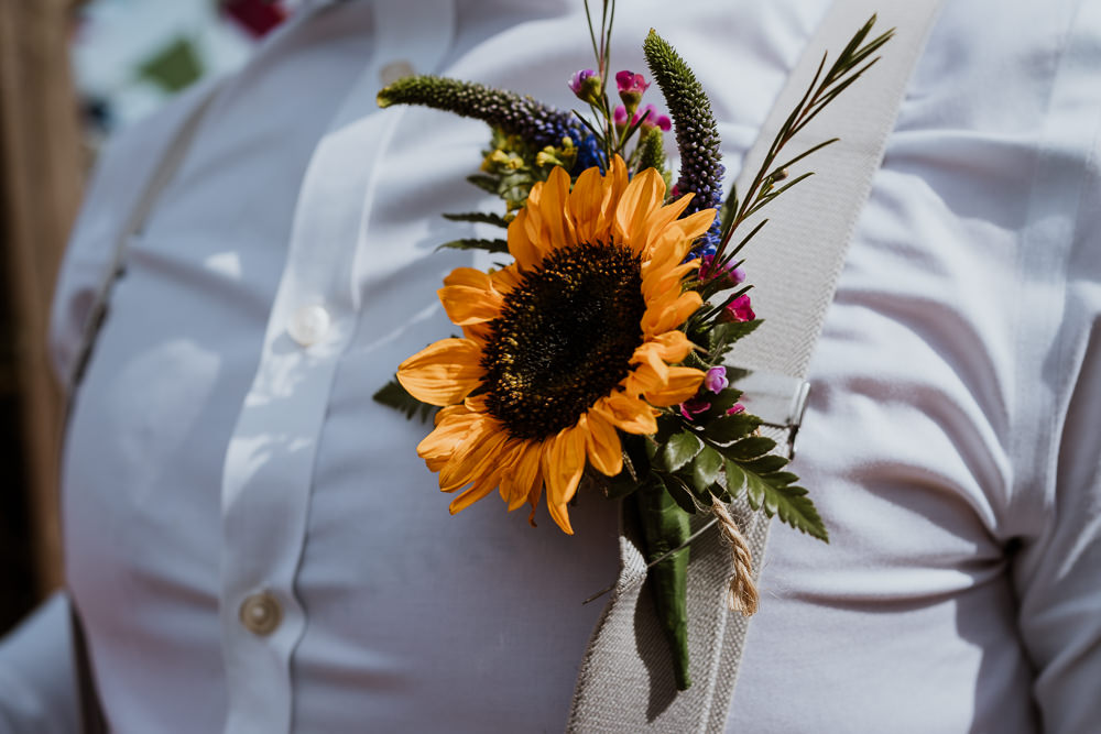 Sunflower Buttonhole Flowers Mount Pleasant Eco Park Wedding Alexa Poppe Photography