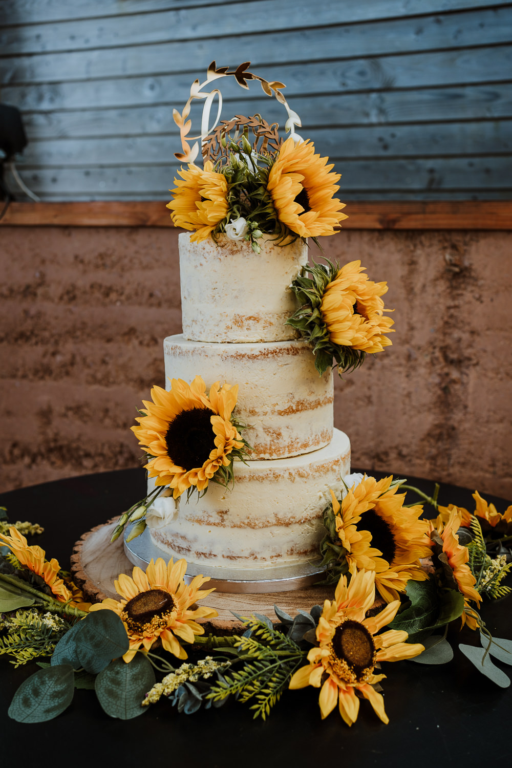Semi Naked Cake Sunflowers Mount Pleasant Eco Park Wedding Alexa Poppe Photography