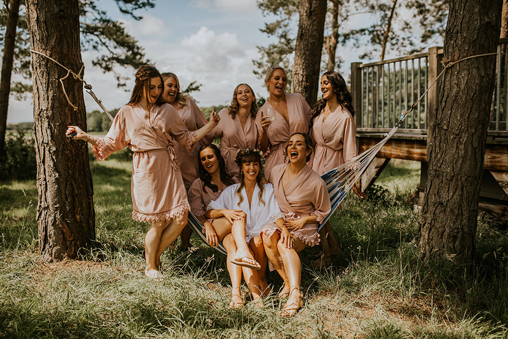 Bridesmaids Bride Dressing Gowns Robes Norfolk Barn Wedding Aurora Grey Photography