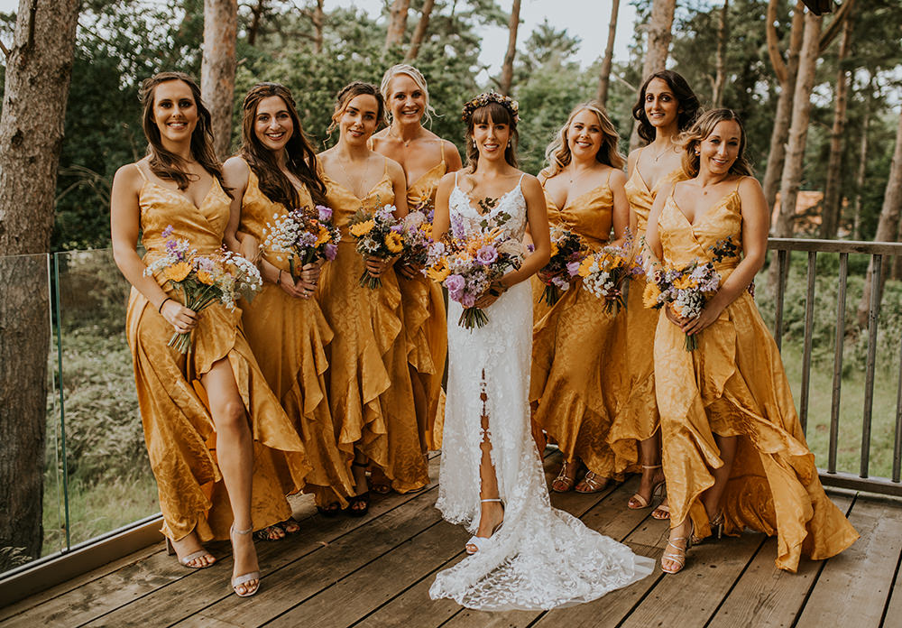 Yellow Bridesmaids Dress Dresses Norfolk Barn Wedding Aurora Grey Photography