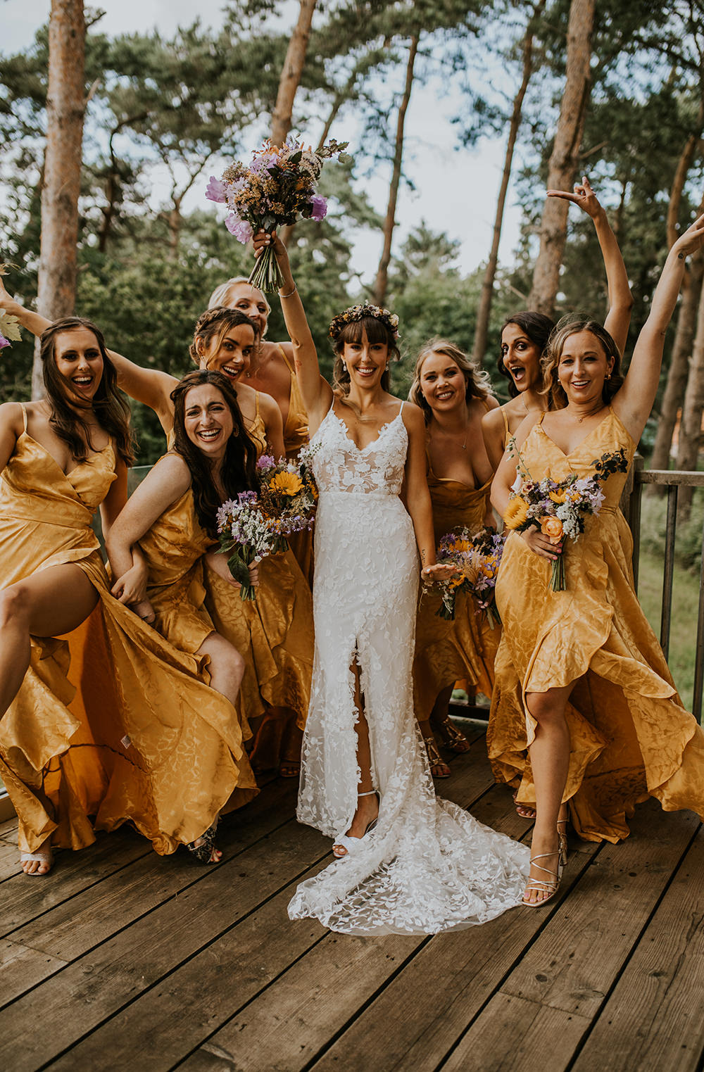 Yellow Bridesmaids Dress Dresses Norfolk Barn Wedding Aurora Grey Photography