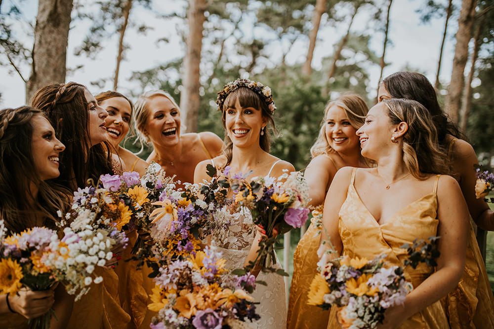 Yellow Bridesmaids Dress Dresses Norfolk Barn Wedding Aurora Grey Photography