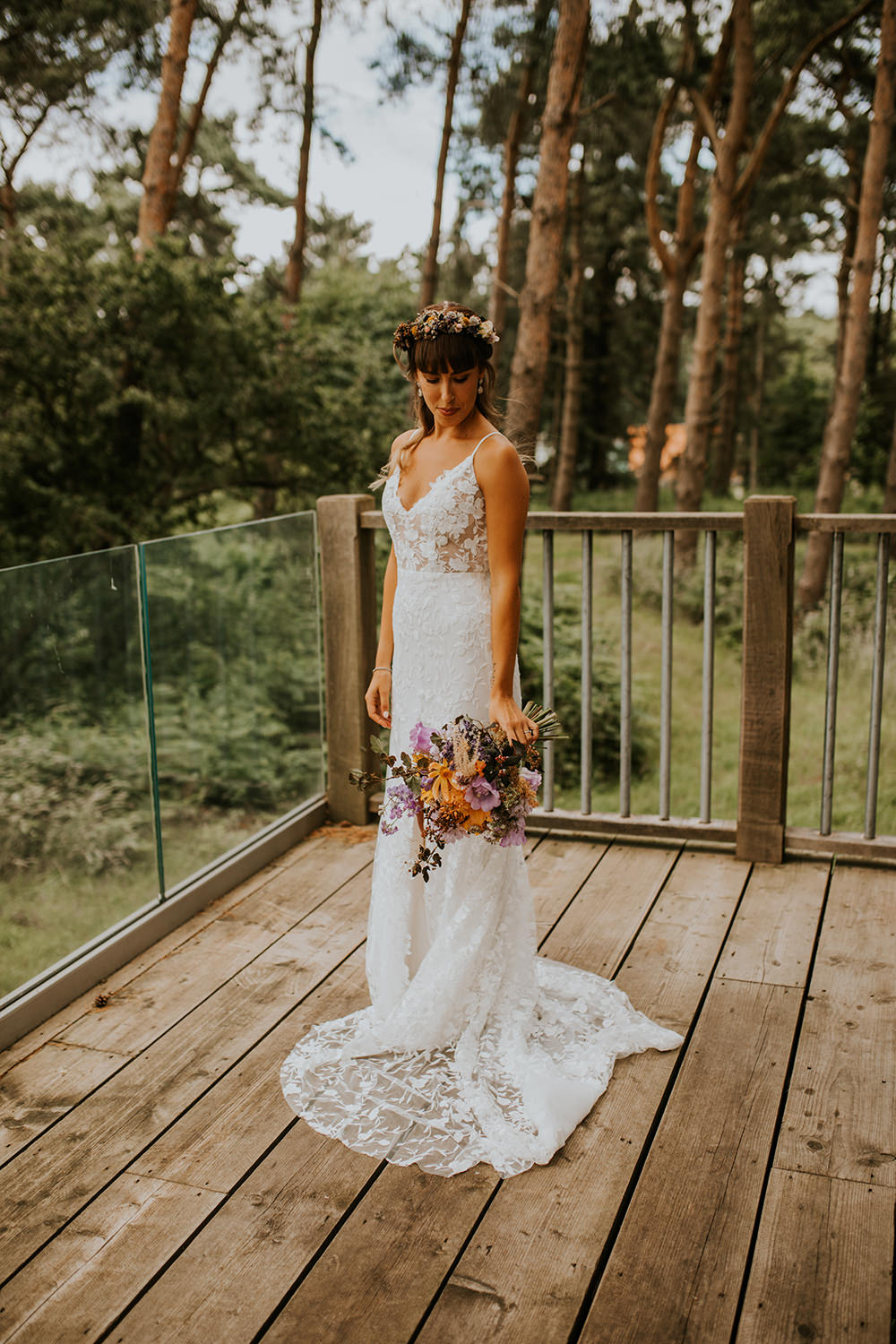 Dress Gown Bride Bridal Lace Train Split Skirt Norfolk Barn Wedding Aurora Grey Photography