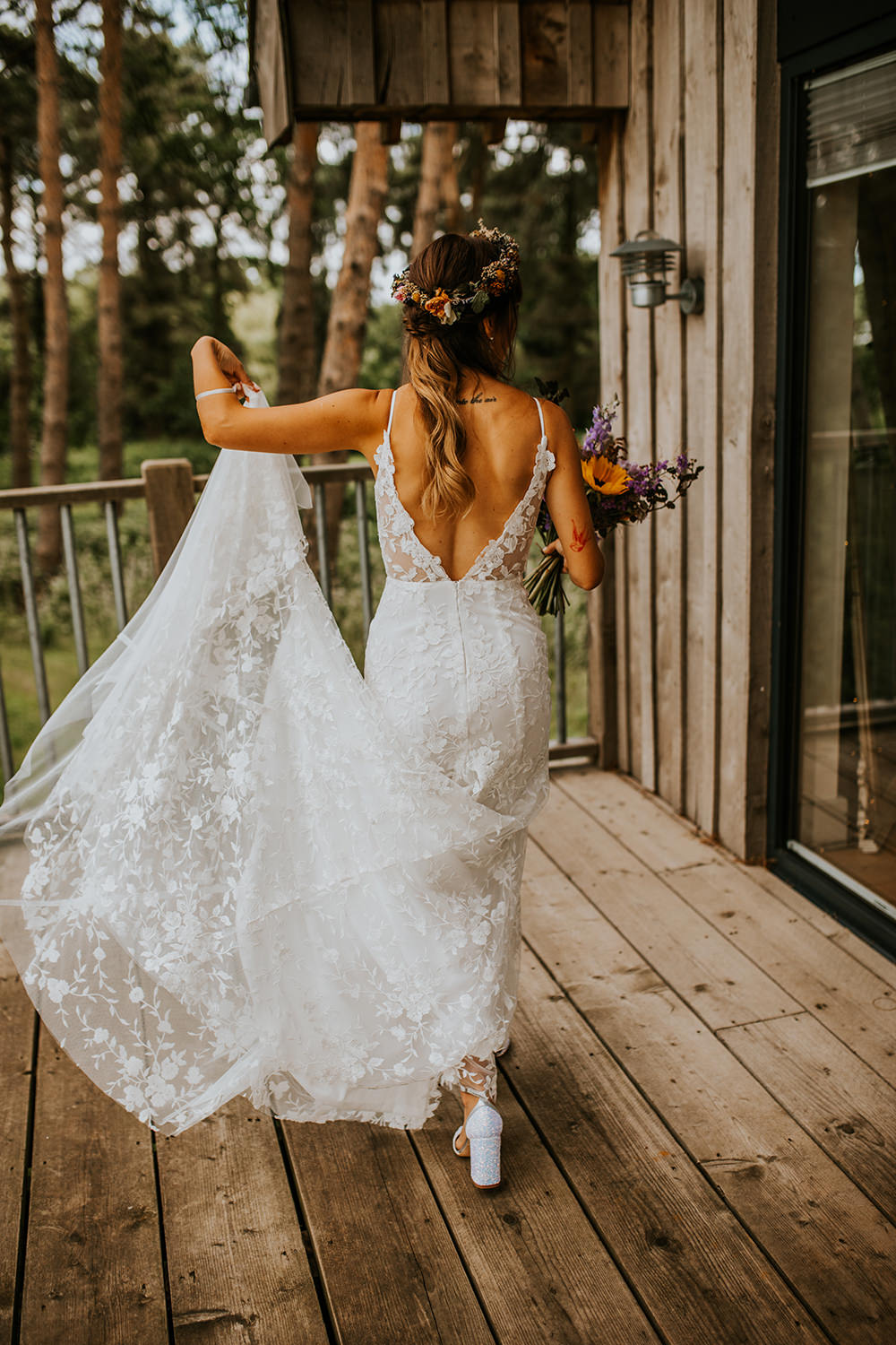 Dress Gown Bride Bridal Lace Train Split Skirt Norfolk Barn Wedding Aurora Grey Photography