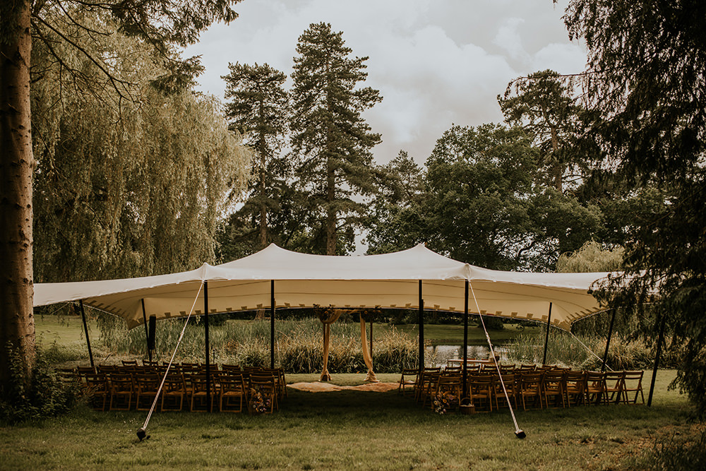 Stretch Tent Ceremony Norfolk Barn Wedding Aurora Grey Photography