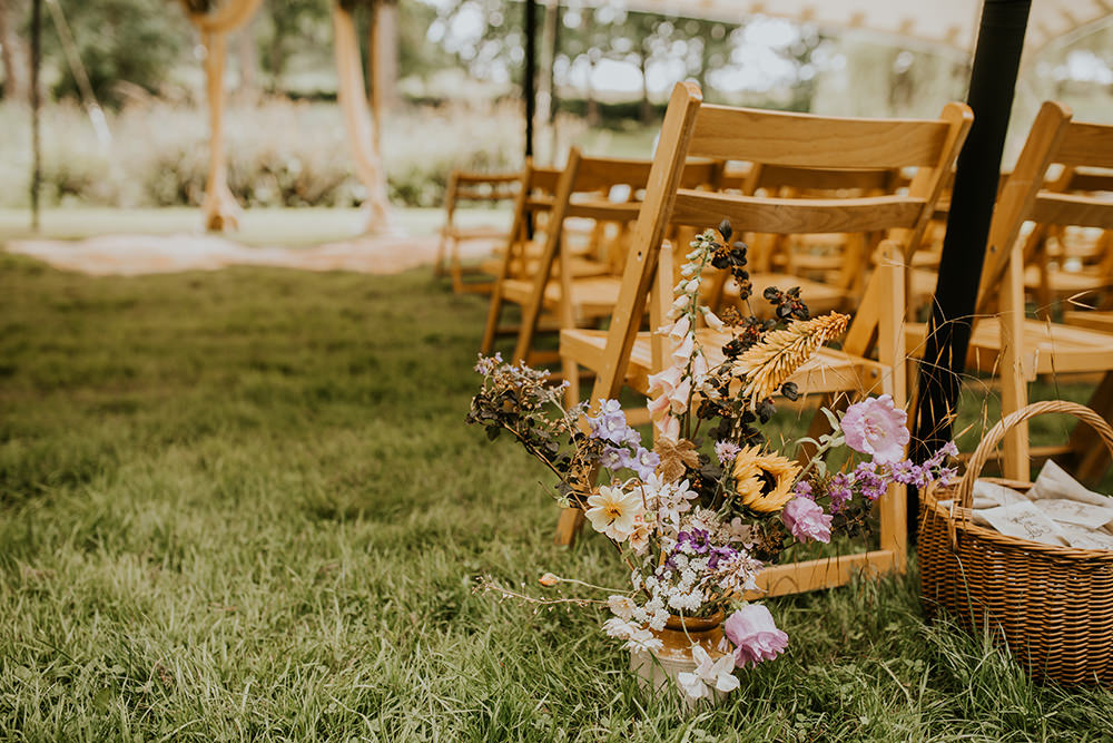 Pew End Aisle Flowers Decor Norfolk Barn Wedding Aurora Grey Photography