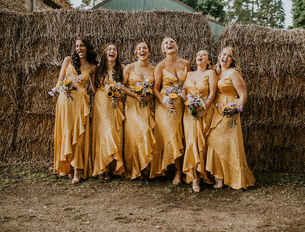 Yellow Bridesmaids Dress Dresses Norfolk Barn Wedding Aurora Grey Photography