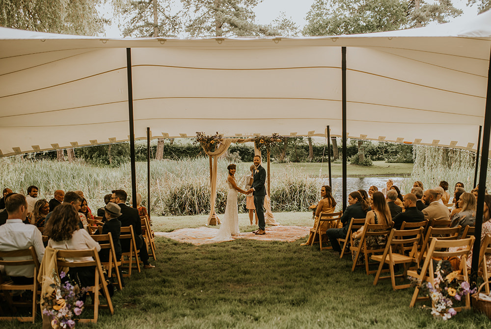 Stretch Tent Ceremony Norfolk Barn Wedding Aurora Grey Photography