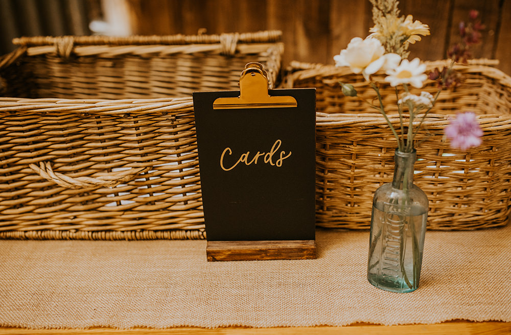 Card Basket Norfolk Barn Wedding Aurora Grey Photography