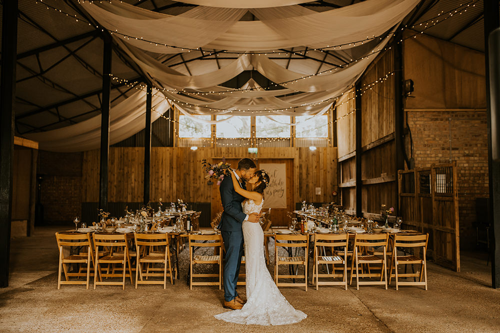 Norfolk Barn Wedding Aurora Grey Photography Reception Drapes Decor Rustic