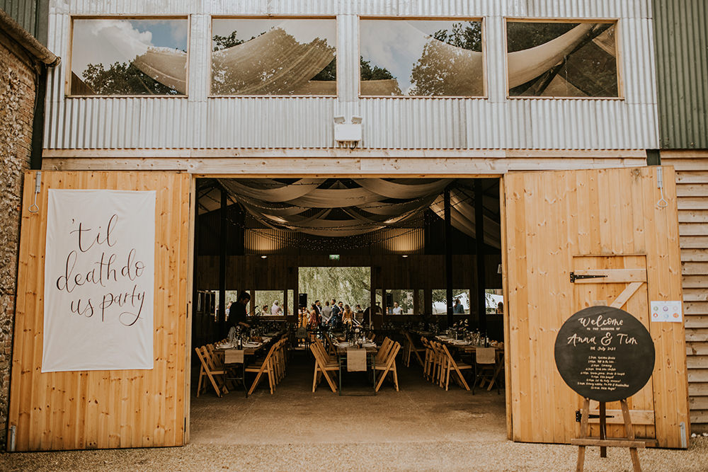 Reception Drapes Decor Rustic Norfolk Barn Wedding Aurora Grey Photography