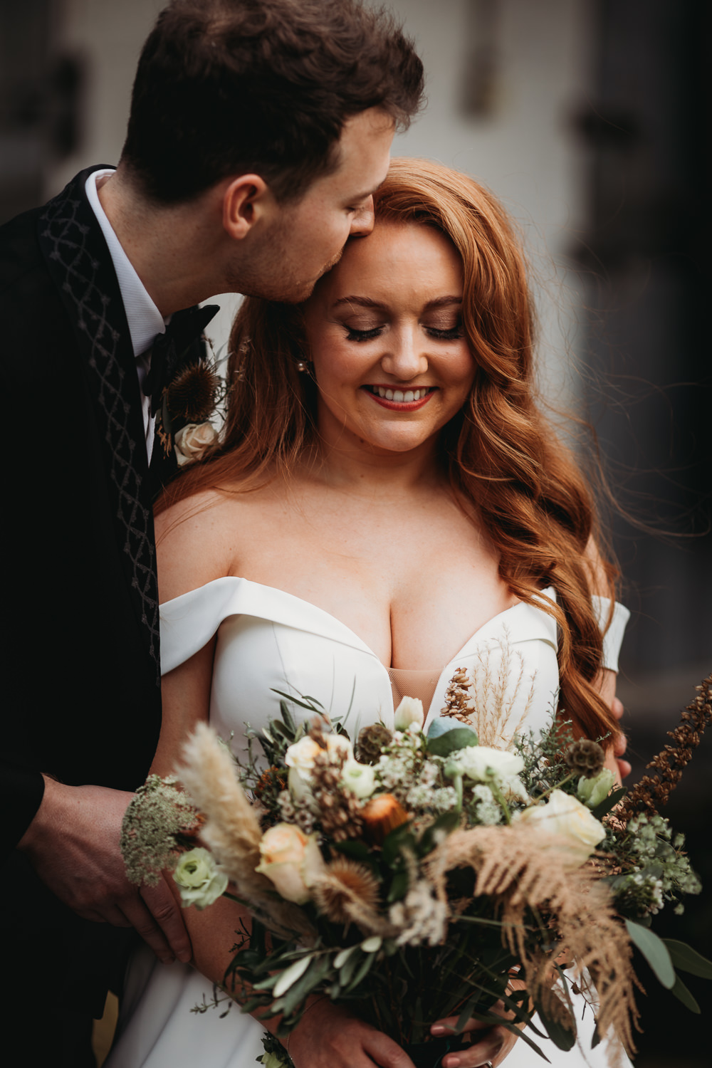 Bouquet Flowers Bride Bridal Winter Rose Greenery Rustic Christmas Wedding ThymeLane Photography