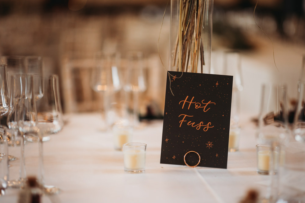 Celestial Sign Table Name Green Gold Rustic Christmas Wedding ThymeLane Photography