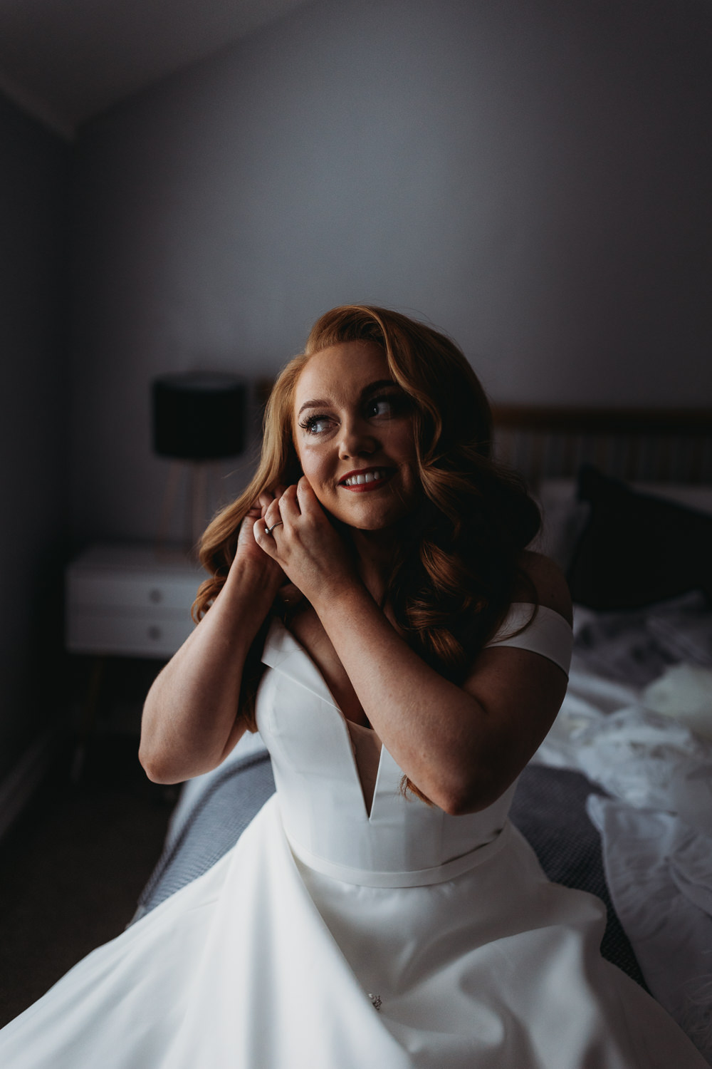 Bride Bridal Hair Down Waves Rustic Christmas Wedding ThymeLane Photography