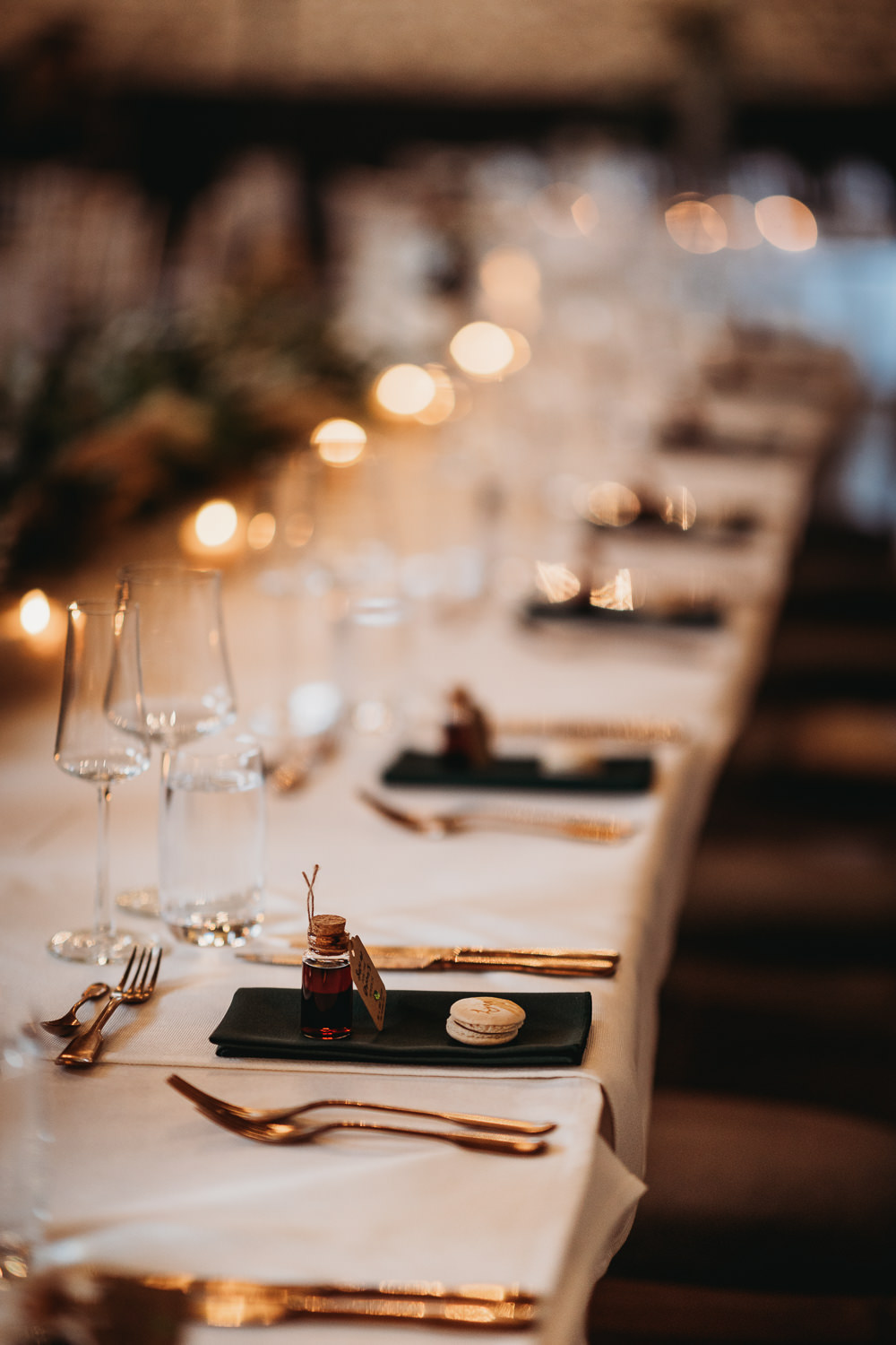 Table Decor Long Candles Green Napkins Rustic Christmas Wedding ThymeLane Photography