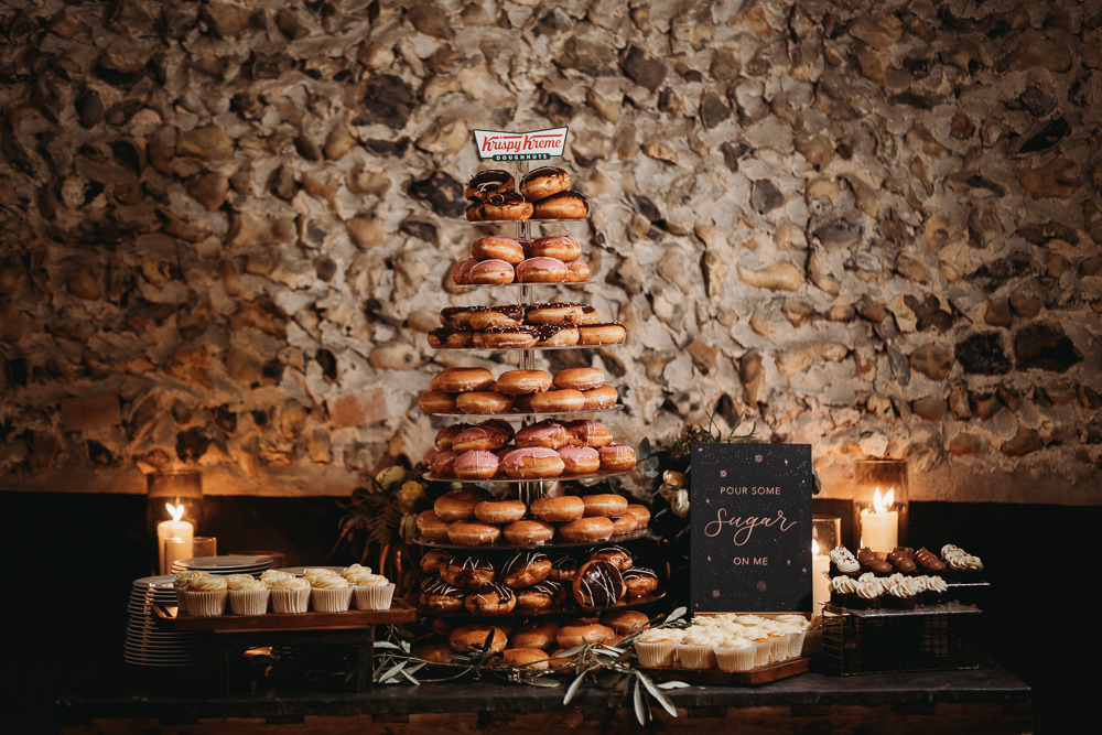 Dessert Table Donut Tower Rustic Christmas Wedding ThymeLane Photography