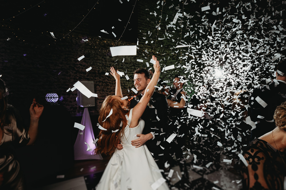 Confetti Cannon Rustic Christmas Wedding ThymeLane Photography