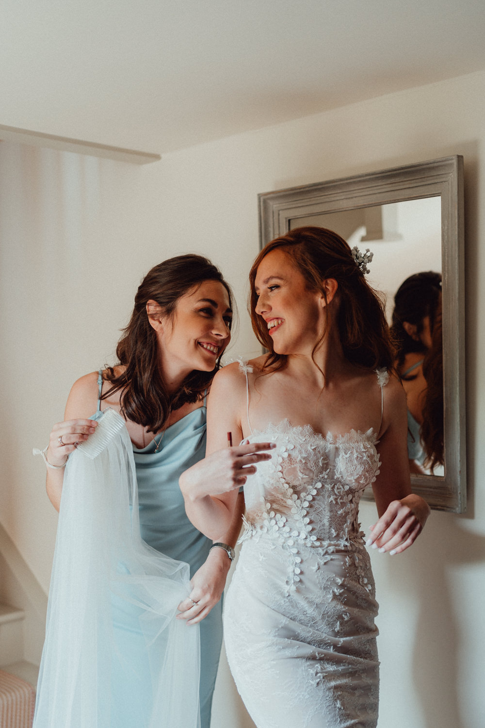 Dress Gown Bride Bridal Applique Embroidery South Downs Barn Wedding Emily Steve