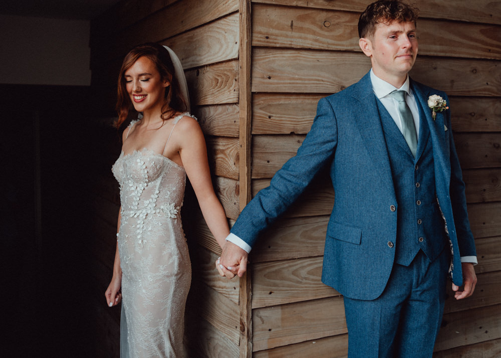 First Look South Downs Barn Wedding Emily Steve