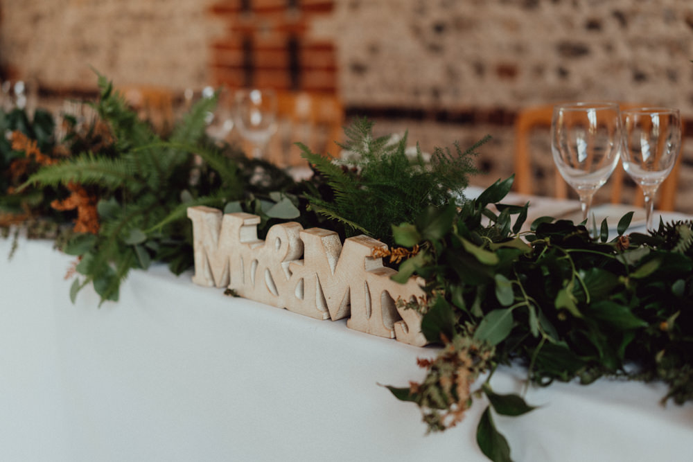 Top Table Decor Mr Mrs Sign South Downs Barn Wedding Emily Steve