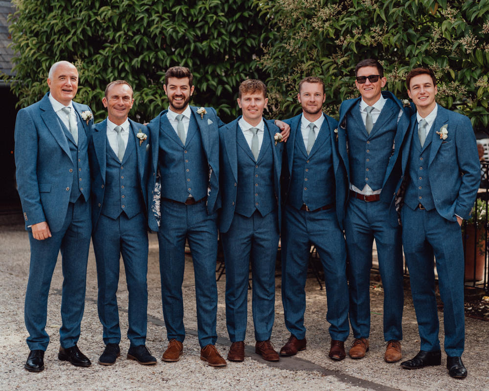 Groom Navy Suit Blue Tie Groomsmen South Downs Barn Wedding Emily Steve