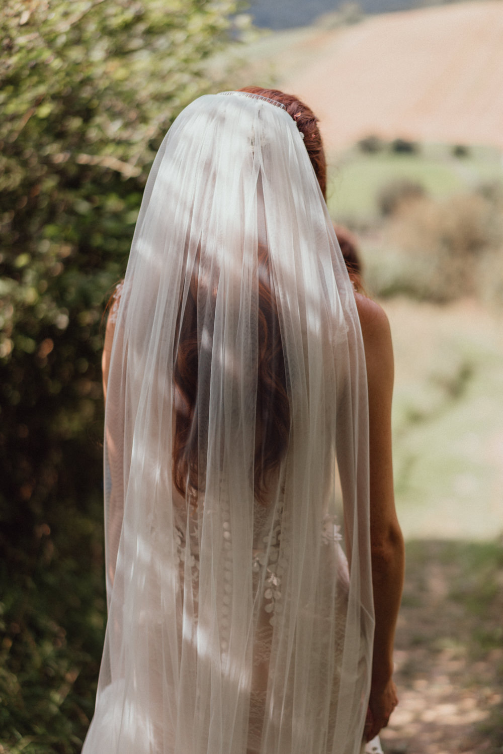 Bride Bridal Veil South Downs Barn Wedding Emily Steve