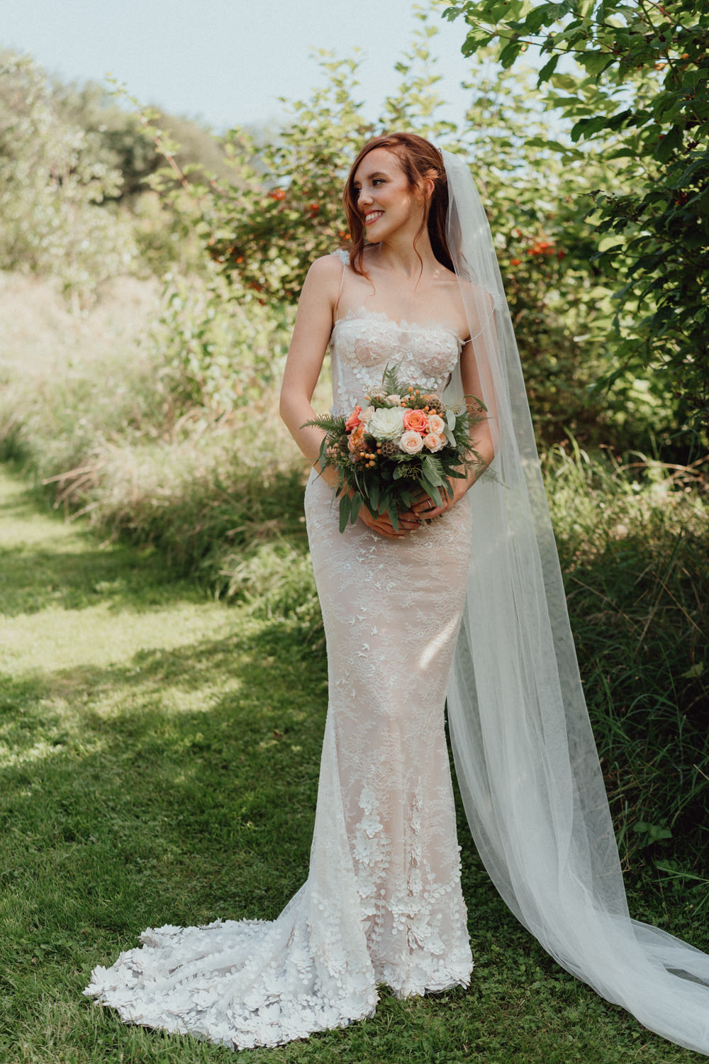 Dress Gown Bride Bridal Applique Embroidery South Downs Barn Wedding Emily Steve