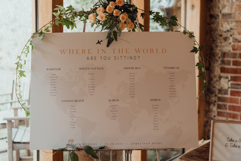Travel Map Seating Chart Table Plan South Downs Barn Wedding Emily Steve