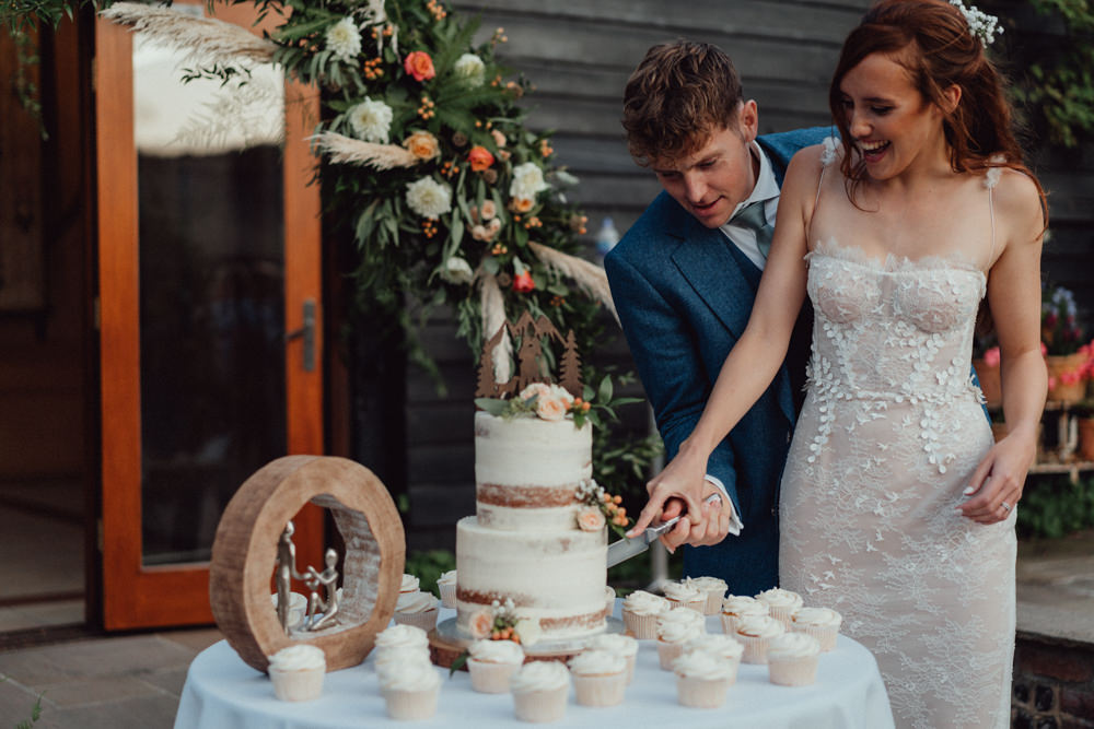 Semi Naked Cake Cupcakes South Downs Barn Wedding Emily Steve