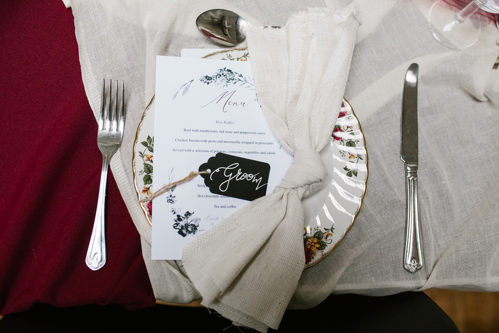 Place Setting Place Name Springhead Trust Wedding Alexandra Szigeti Photography