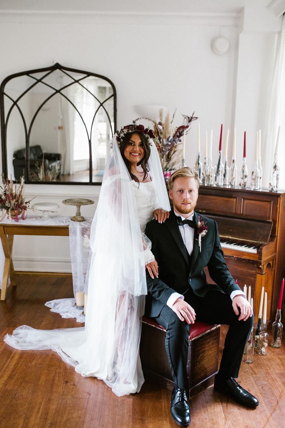 Candles Flowers Fabric Decor Piano Springhead Trust Wedding Alexandra Szigeti Photography