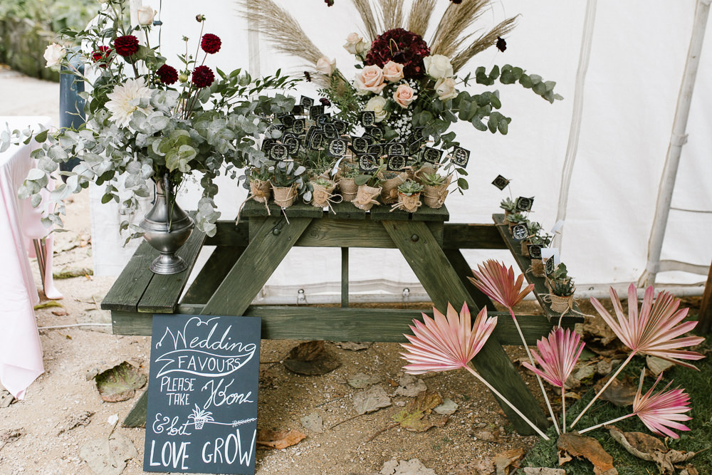 Succulent Favours Table Flowers Springhead Trust Wedding Alexandra Szigeti Photography